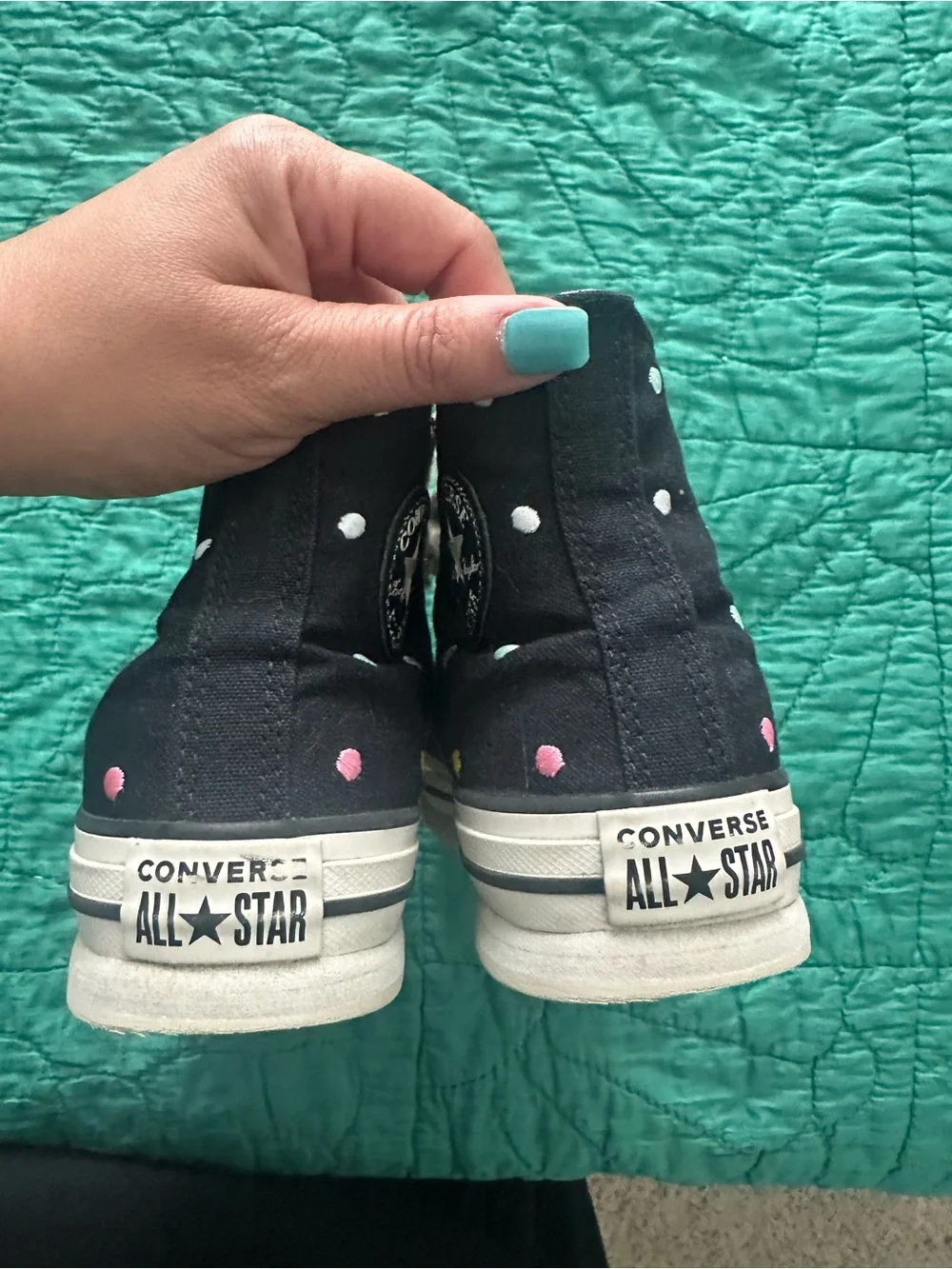Converse Kids Black High-Top Sneakers with Multicolor Polka Dots - Picture 5 of 8